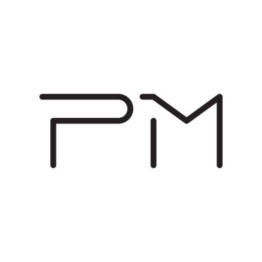 pm ilk harf vektör logo simgesi