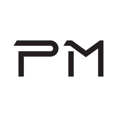 pm ilk harf vektör logo simgesi