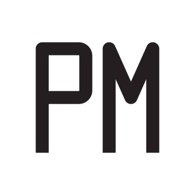 pm ilk harf vektör logo simgesi