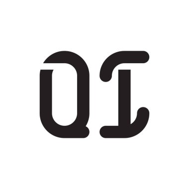 qi ilk harf vektör logosu simgesi