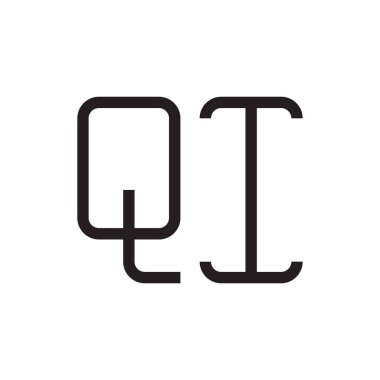 qi ilk harf vektör logosu simgesi