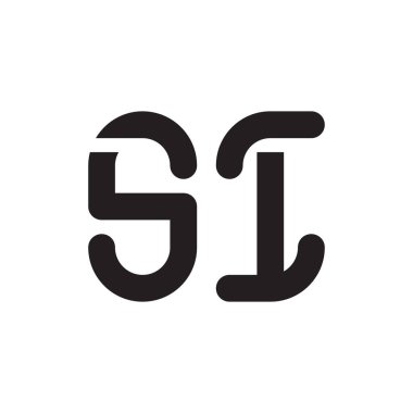 si ilk harf vektör logo simgesi