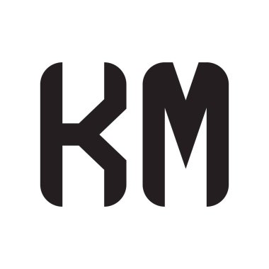 km ilk harf vektör logo simgesi