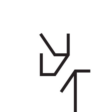 yt ilk harf vektör logo simgesi