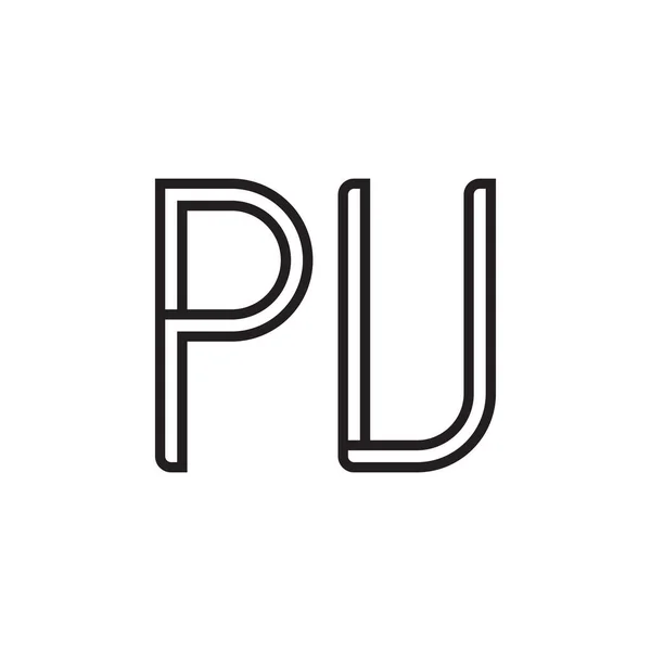 Pu初期文字ベクトルロゴアイコン — ストックベクタ