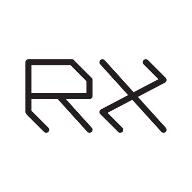 rx ilk harf vektör logo simgesi