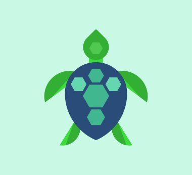 deniz kaplumbağası düz clipart vektör çizimi