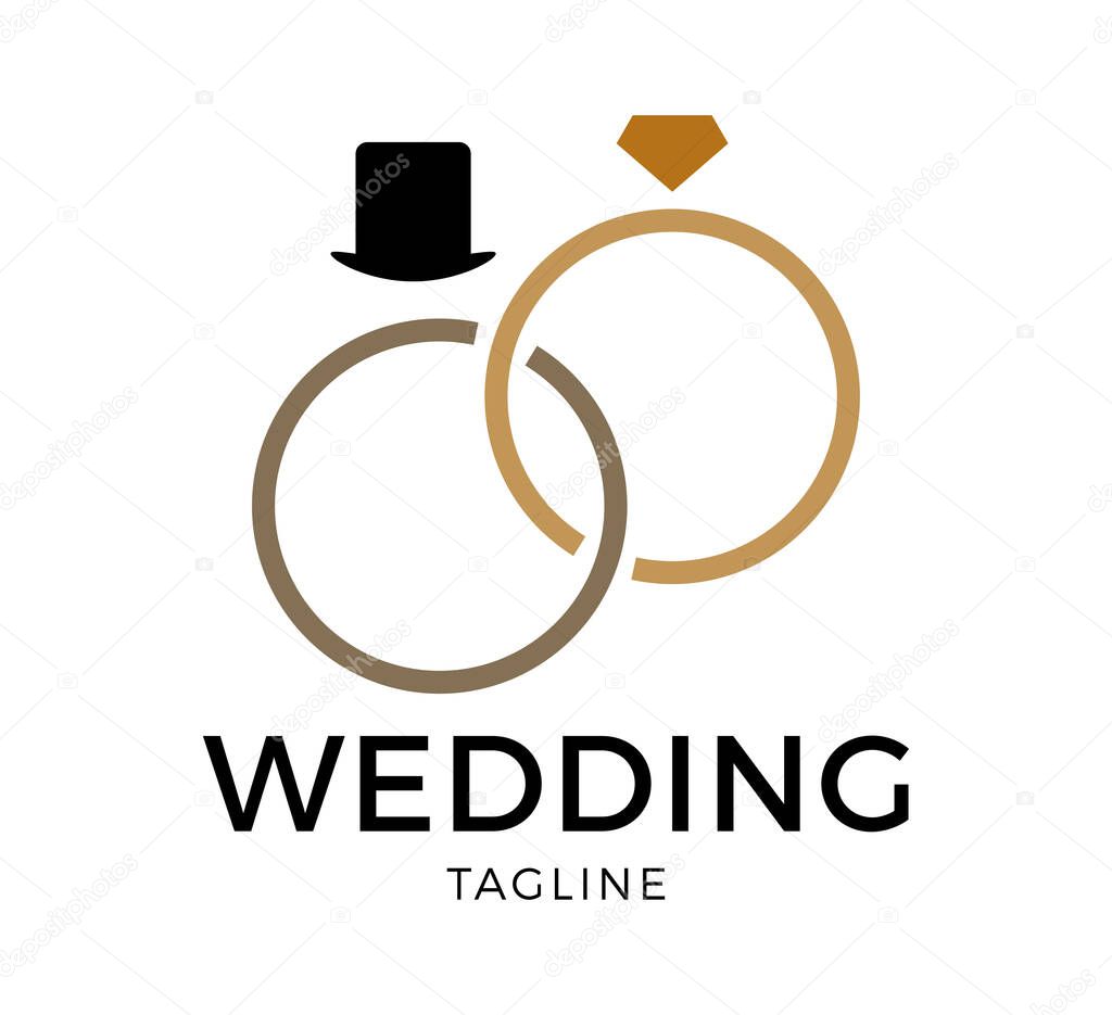 wedding rings vector logo template design
