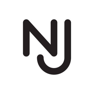 nj ilk harf vektör logosu