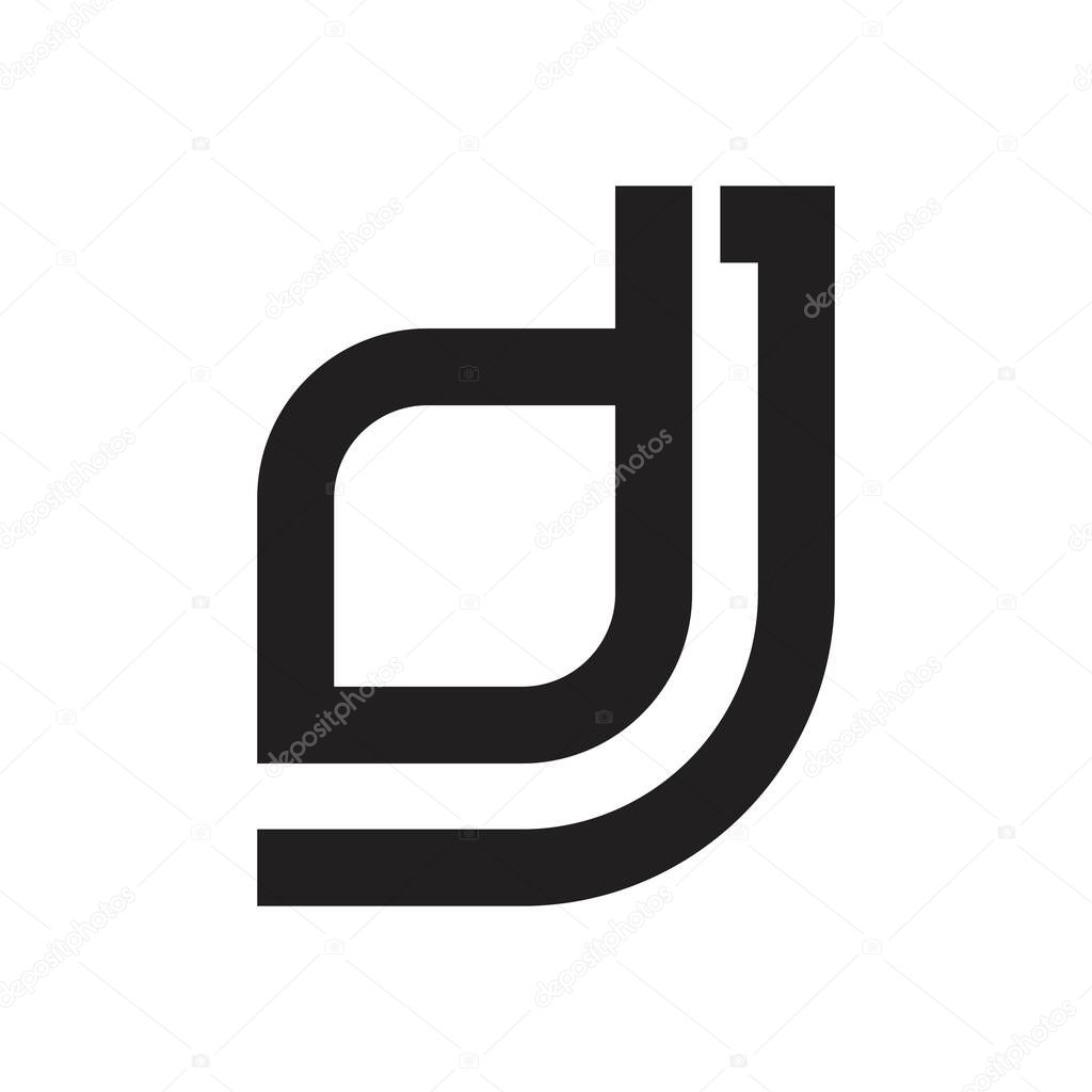 dj initial letter vector logo