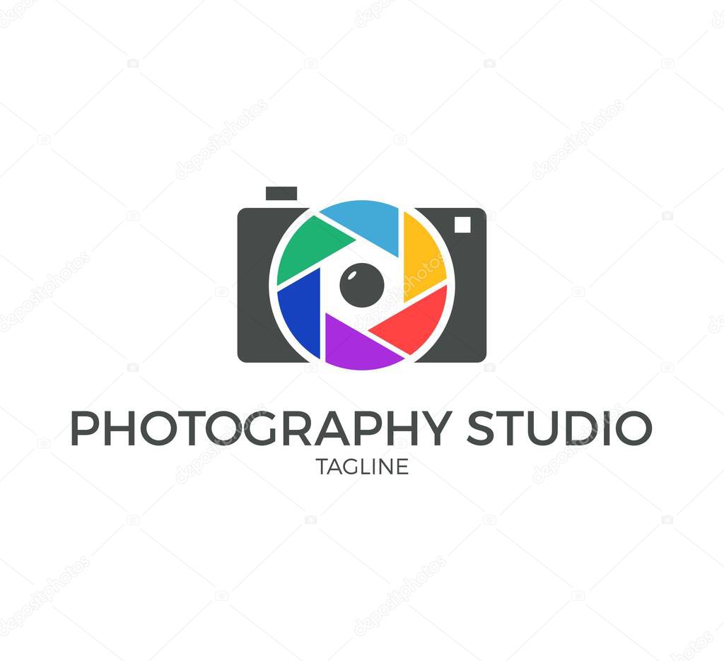 Photography studio vector logo template design
