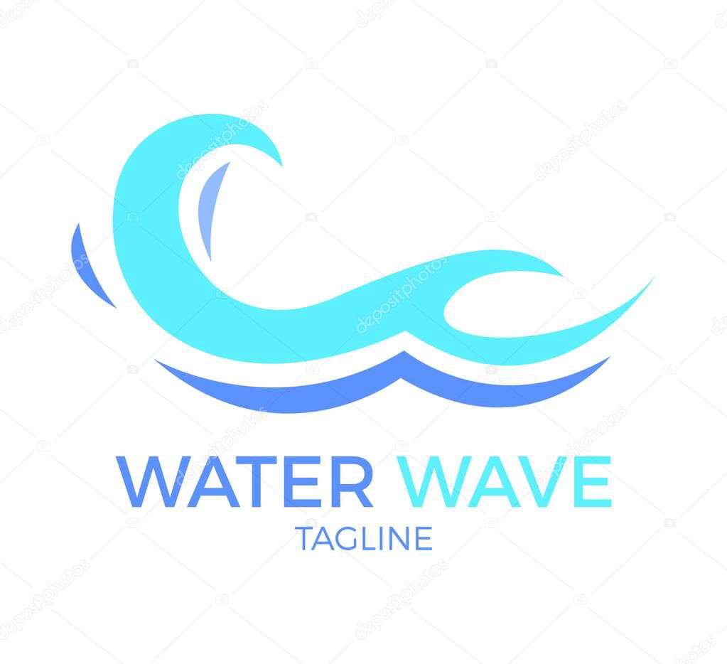 water wave vector logo template design