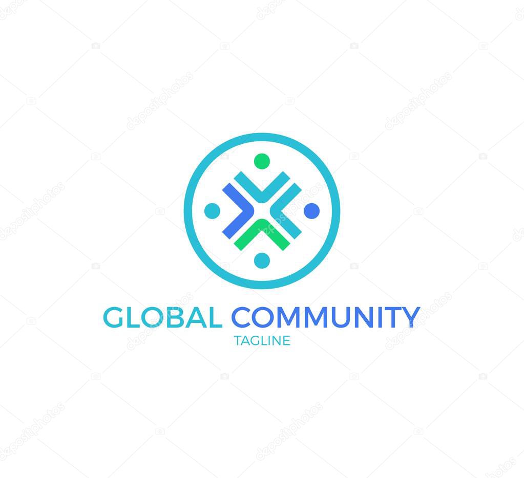 global community vector logo template design