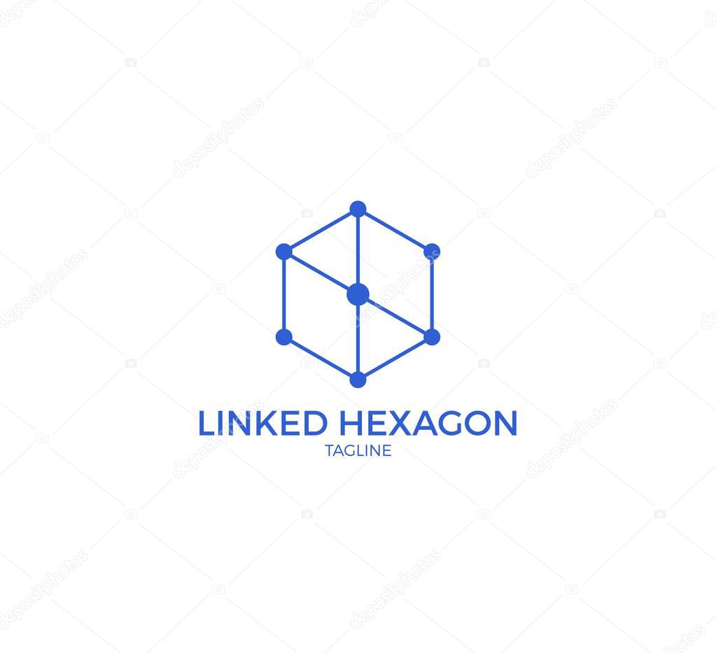 Linked hexagon vector logo template design