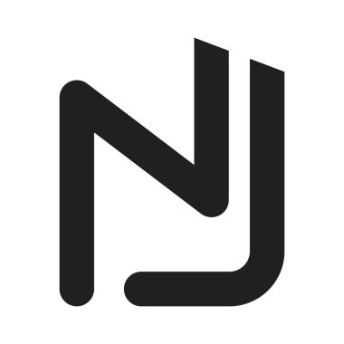 nj ilk harf vektör logosu