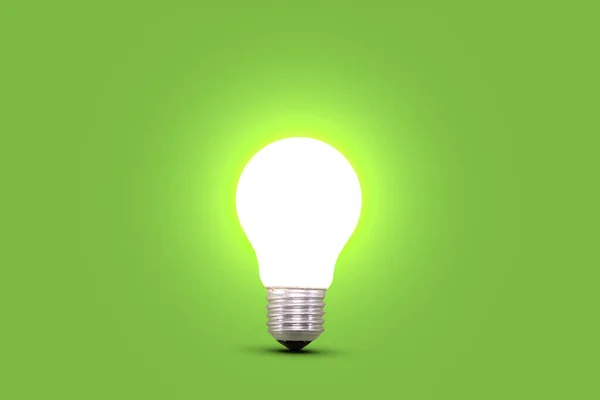 Žhnoucí Žárovka Izolovaná Zeleném Pozadí Myšlenky Inovační Koncepce — Stock fotografie