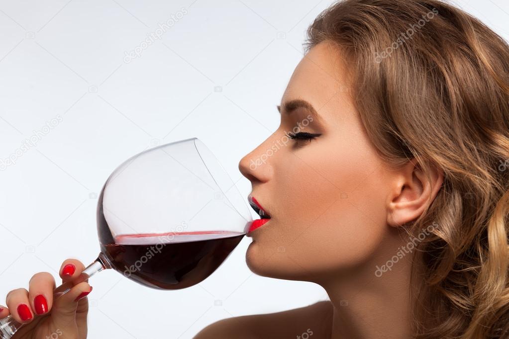 girl with glass of wine
