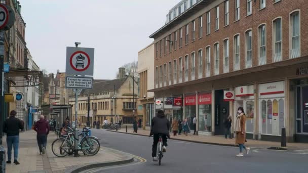 Cambridge Januari 2021 Jalan Saint Andrews Pusat Cambridge Street Orang — Stok Video