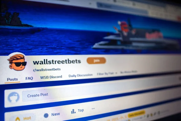 Cambridge UK Ocak 2021 Wall Street bahislerinin Reddit sayfası. Wall Street borsacılarına meydan okuyan organize bir grup.