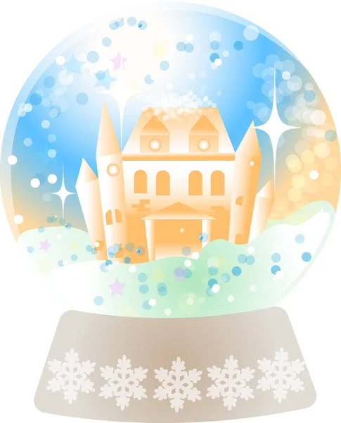 Prinzessin Schloss Schnee Weihnachten Schneeball Mit Dem Fallenden Schnee Und — Stockvektor