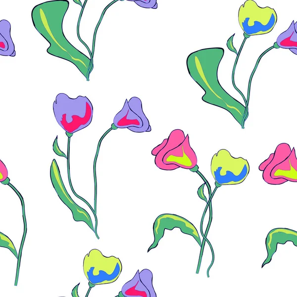 Muster Nahtlos Blumig Vektorillustration Hexe Abstrakte Tulpen Für Papier Tapete — Stockvektor