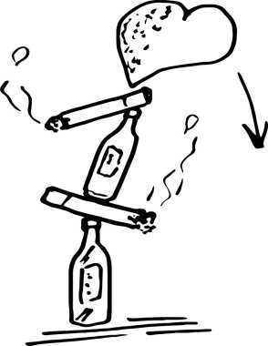   Sarmaşığın resmedilmiş hali sigarayla ve kalple