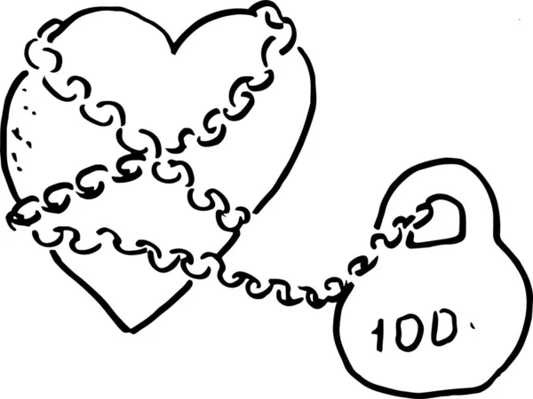 Coeur Avec Collier Dessin Main Dans Style Doodle — Image vectorielle