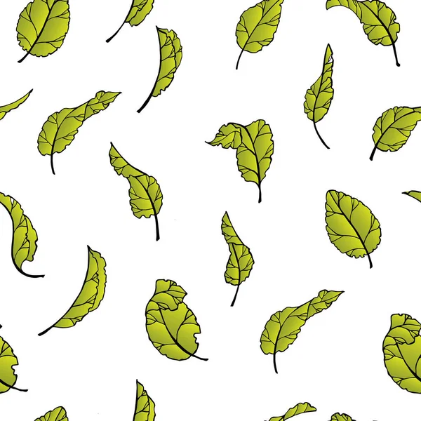 Motif Sans Couture Floral Avec Illustration Vectorielle Leaves Vector Vert — Image vectorielle