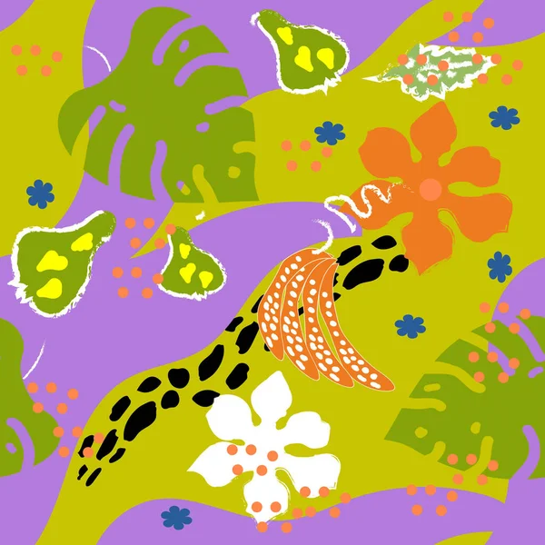 Padrão sem costura tropical colorido exotic.Vector ilustração para têxteis, papel de parede, papel de parede —  Vetores de Stock