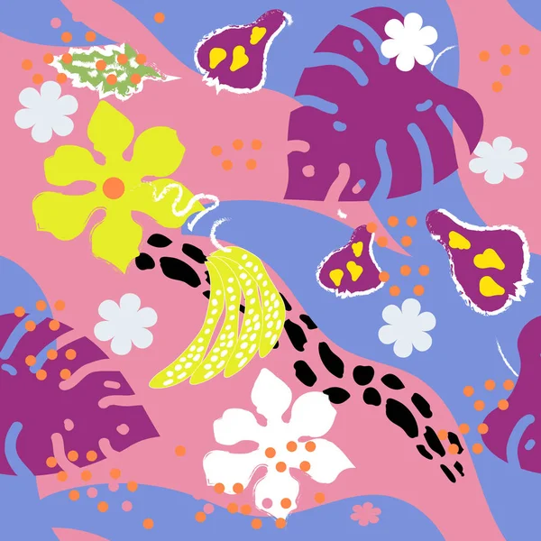 Płynny wzór kolorowe tropikalne egzotyki.Wektor ilustracji dla tekstyliów, papieru, tapety — Wektor stockowy