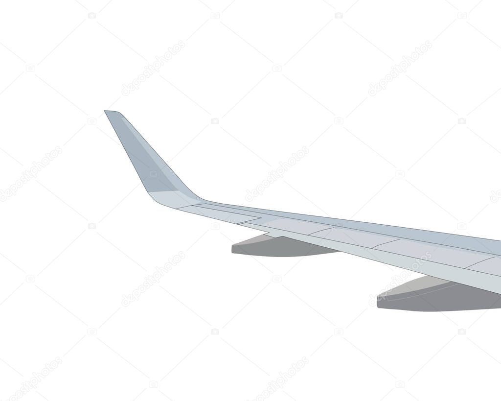 Isolated on white background of airplane wing.