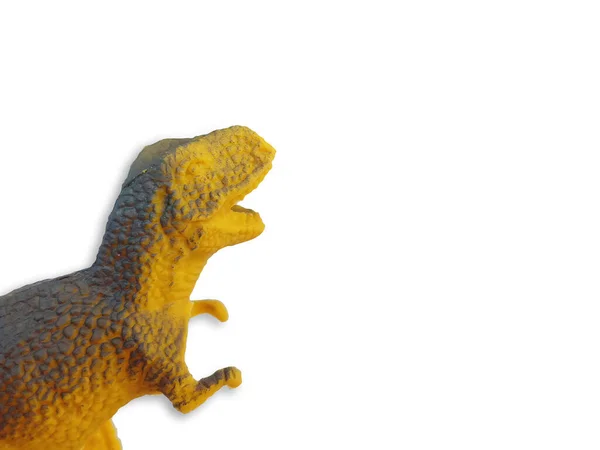 Половина Градиента Желто Серый Цвет Игрушки Динозавра Изолированы Белом Фоне — стоковое фото