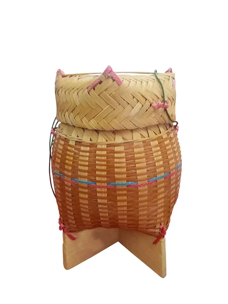 Basketry Sticky Rice Kratib Isolated White Background — Stock Photo, Image