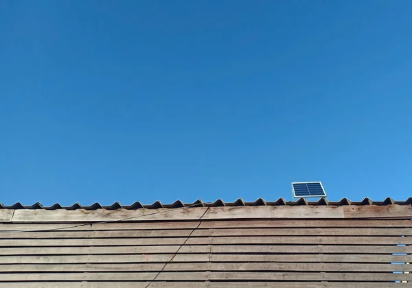 Célula Solar Módulo Fotovoltaico Módulo Fotovoltaico Módulo Solar Telhado Com — Fotografia de Stock