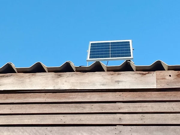 Célula Solar Módulo Fotovoltaico Módulo Fotovoltaico Módulo Solar Telhado Com — Fotografia de Stock