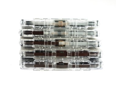 Ses kasetleri. Beyaz bir arka plan üzerinde.