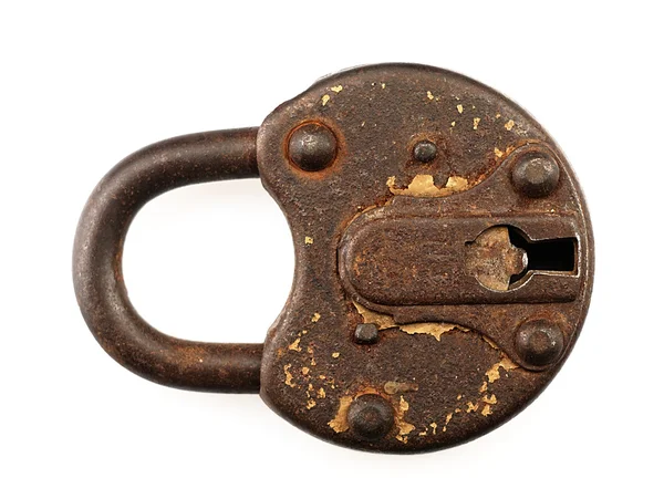 Rusty padlock on a white background. — Stock Photo, Image