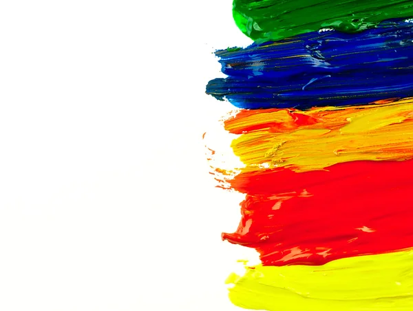 Traces colorful brush on a white sheet of paper. — Stock Photo, Image