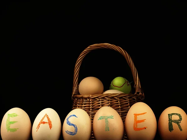 Pascua escrita en huevos . —  Fotos de Stock