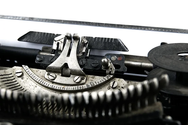 Velha máquina de escrever empoeirada vista de perto . — Fotografia de Stock