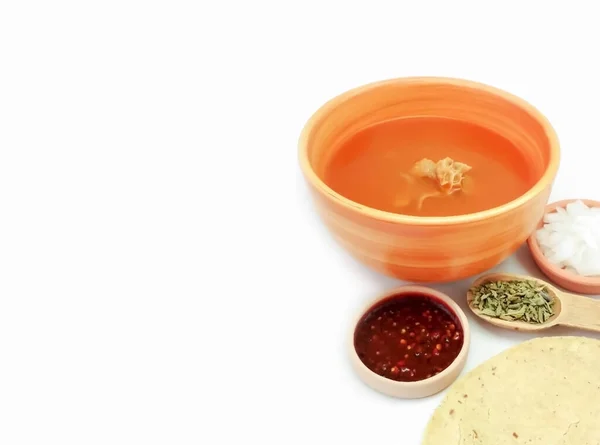 Pancita Oder Menudo Traditionelle Mexikanische Suppe Mit Kopierraum — Stockfoto