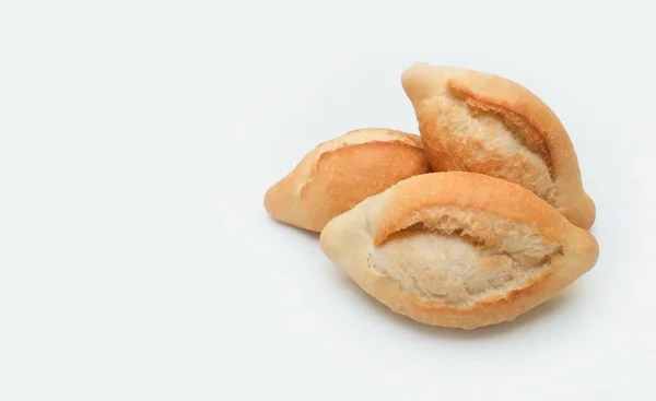 Crispy Bread White Rolls Copy Space — 스톡 사진