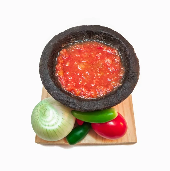 Μεξικανική Κόκκινη Σάλτσα Molcajete — Φωτογραφία Αρχείου