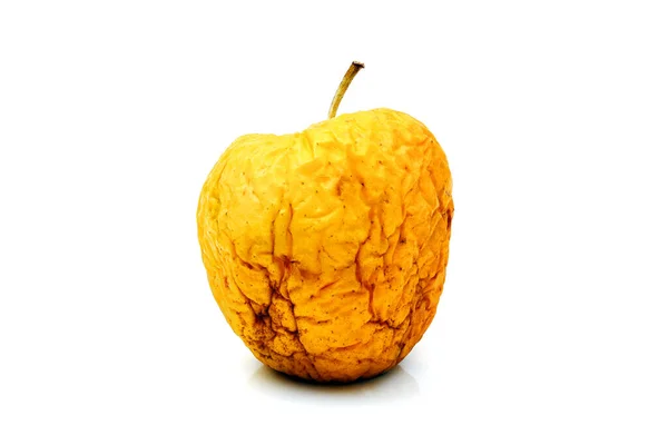Wizened Wrinkled Yellow Apple Isolated White Background — Stock Photo, Image
