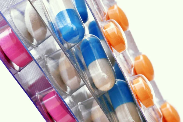 Makro Różnych Tabletek Blistrach — Zdjęcie stockowe