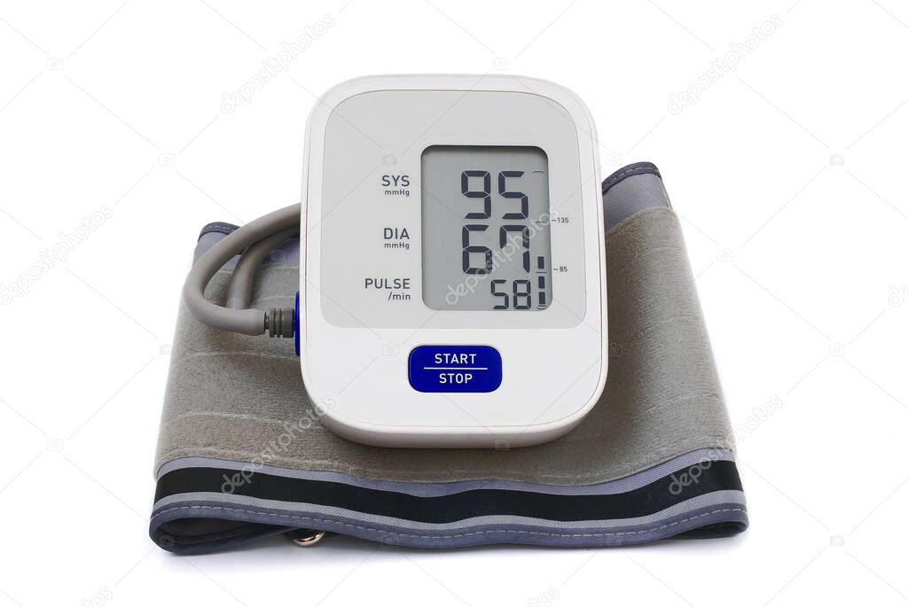 automatic blood pressure meter isolated on white background