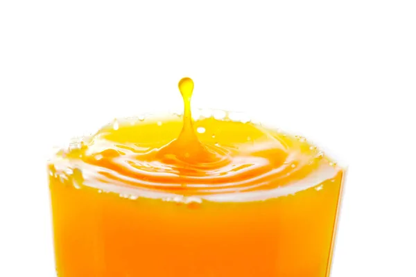 Macro Orange Juice Drop Splash Isolated White Background — Foto de Stock