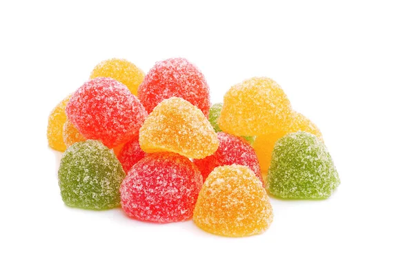 various candied fruit jelly isolated on white background