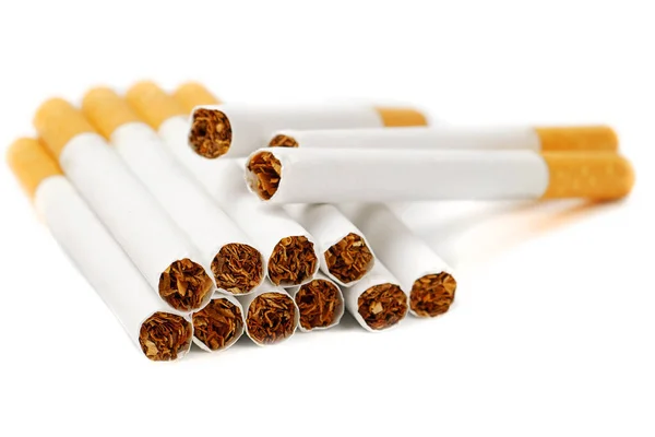Közeli Kép Cigaretta Elszigetelt Fehér Háttér Stock Kép