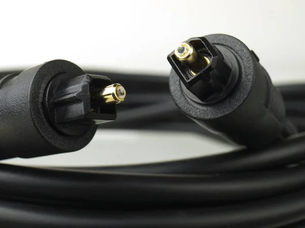 Dos Toslink Conectores Fibra Óptica Macro Poca Profundidad Campo —  Fotos de Stock